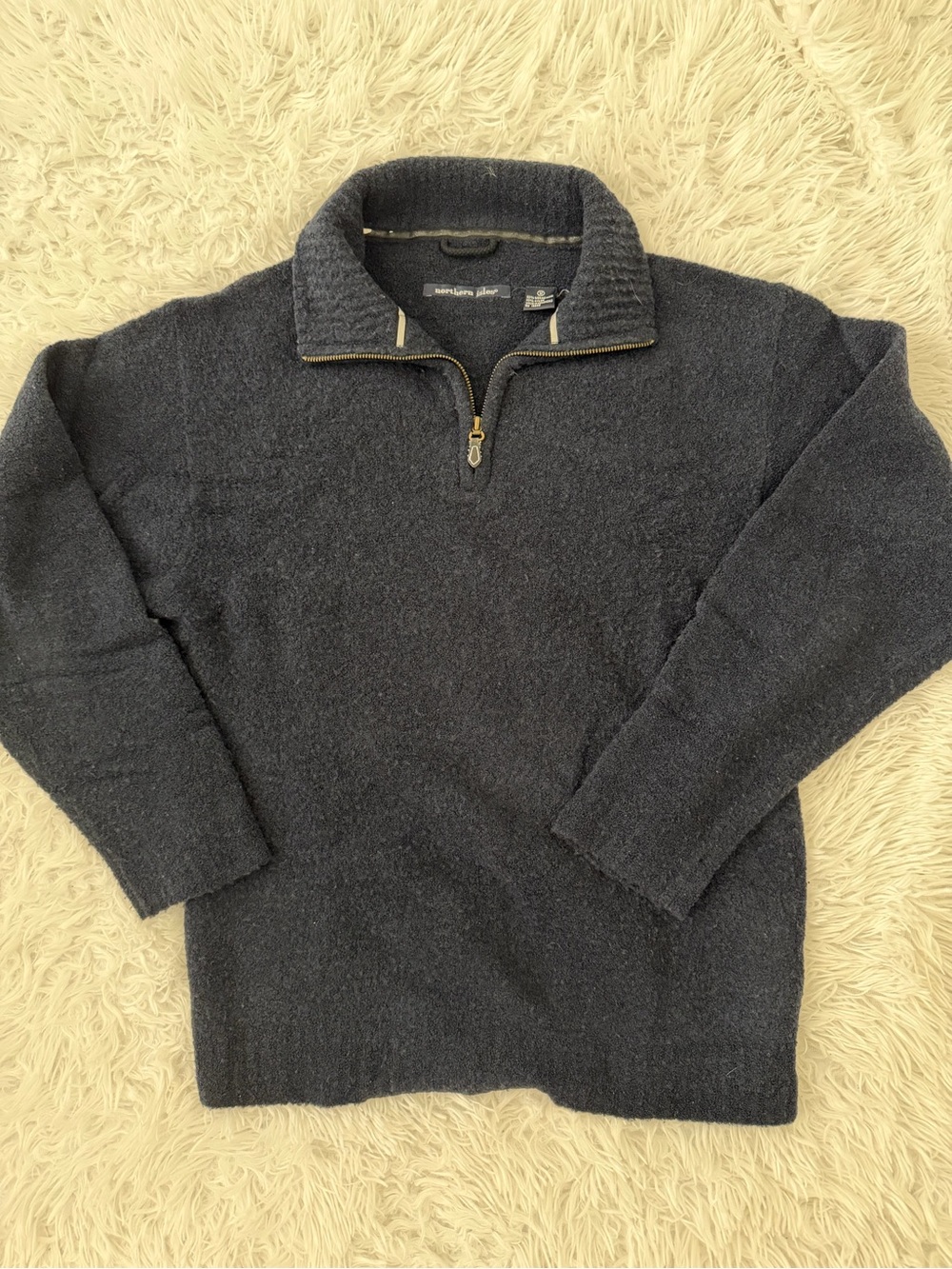Northern Isles Merino Wool Quarter Zip Sweater Mens M Navy Pullover